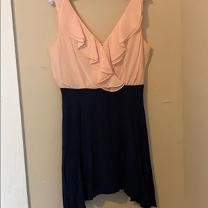 Flowy pink and navy dress